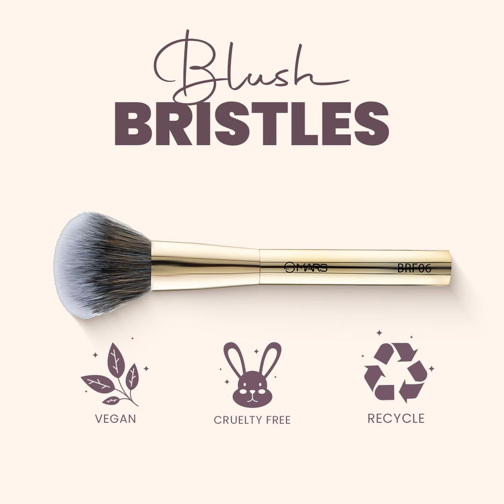 MARS Artist's Arsenal Professional Blush Brush | Feather Soft Bristle | Suitable for Powder, Cream & Liquid | Precise Synthetic Bristles | Luxe Design Makeup Brush (Golden)