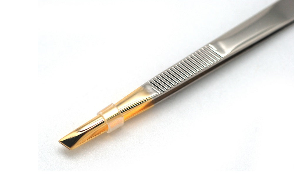 Basicare Stainless Steel Gold Precision Ground Slant Tip Tweezer For Women And Men.Tweezer For Ingrown Hair, Plucking Daily Beauty Tool.