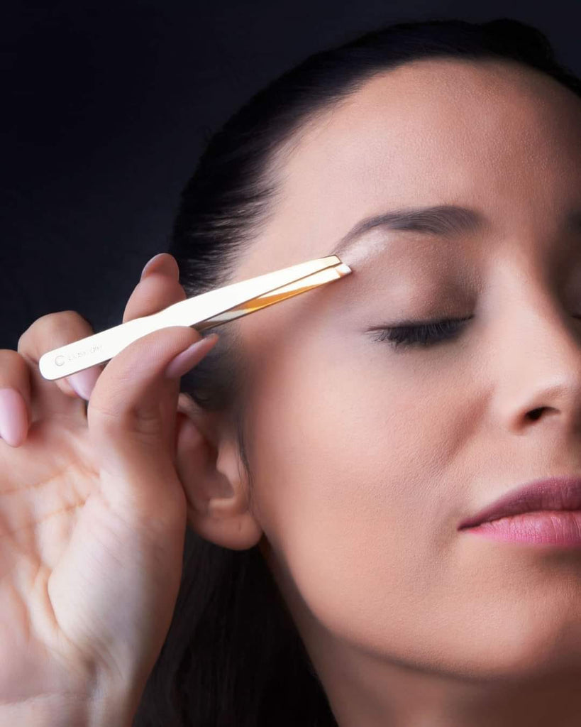 Basicare Stainless Steel Gold Precision Ground Slant Tip Tweezer For Women And Men.Tweezer For Ingrown Hair, Plucking Daily Beauty Tool.