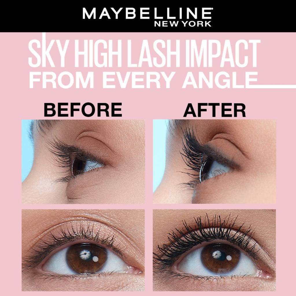 Maybelline New York Lash Sensational Sky High Waterproof Mascara, Lengthening & Volumizing Mascara With Bamboo Extract & Fibres, Very Black, 6ml