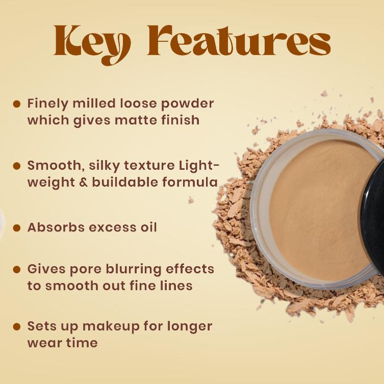 JAQULINE USA Pro Fix Finishing Loose Powder | Oil Control Matte Finish | Blurs Pores & Sets Makeup | Lightweight, Long Lasting- Beige (15g)