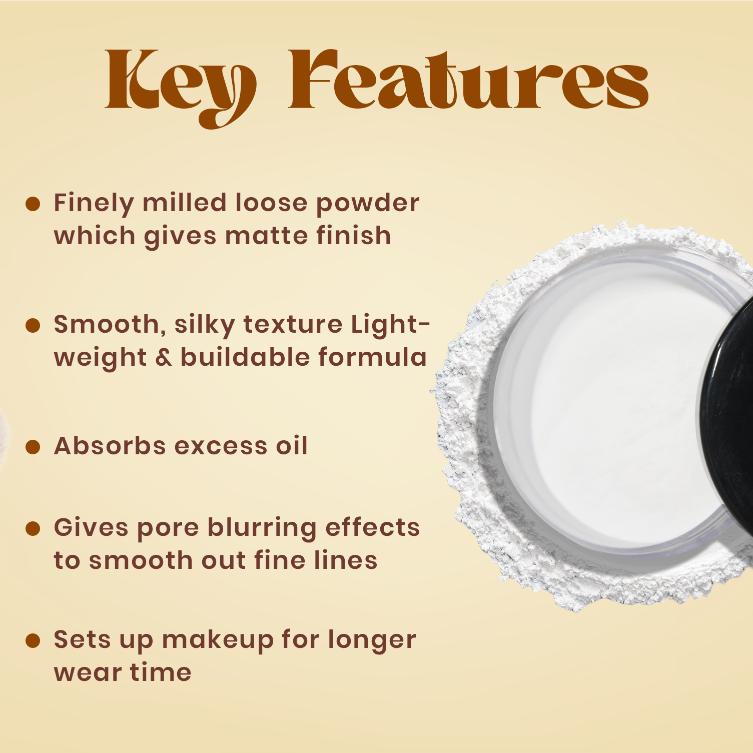 JAQULINE USA Pro Fix Finishing Loose Powder | Oil Control Matte Finish | Blurs Pores & Sets Makeup | Lightweight, Long Lasting- Translucent (15g)