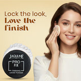 JAQULINE USA Pro Fix Finishing Loose Powder | Oil Control Matte Finish | Blurs Pores & Sets Makeup | Lightweight, Long Lasting- Translucent (15g)