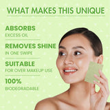 Jaquline USA Green Oil Absorbing Sheets 100N - Instant Oil Control Blotting Paper for Face, Gentle on Skin, Travel Friendly, Portable and Convenient for Daily Use