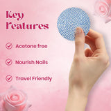 JAQULINE USA Rose Nail Polish Remover Pads | Acetone-Free Nail Paint Remover Wipes | With Vitamin E, Aloe Vera & Olive Oil | Travel Friendly | 30 Pads