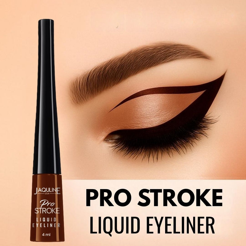 Jaquline USA Pro Stroke Liquid Eyeliner Super Brown 4ml, Enriched with Almond Extract, long lasting, Smudge proof