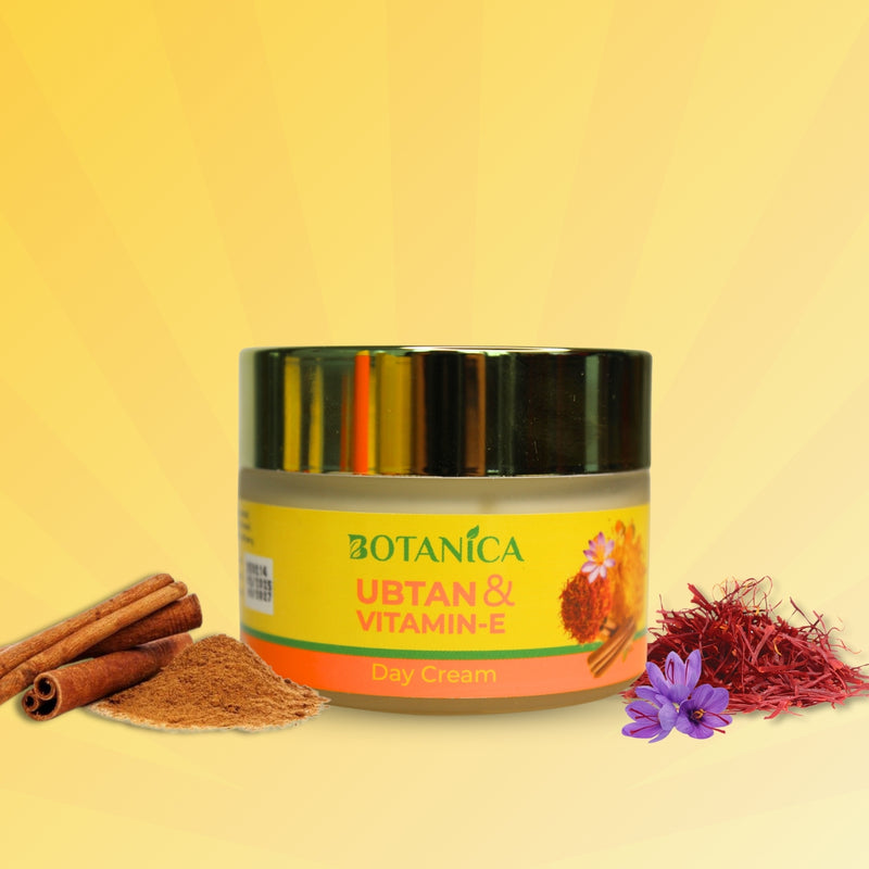 BOTANICA Ubtan & Vitamin E Day Cream 50 - Lightweight, Skin Brightening Cream, Infused with Saffron and Sandalwood Extract, 50ML
