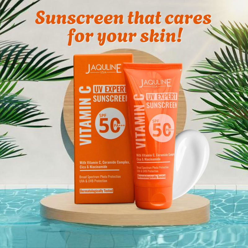 Jaquline USA Vitamin C UV Expert Sunscreen SPF 50- With Matte Effect, Provides Hydration, No white cast and non-sticky