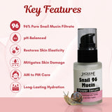 Jaquline USA Snail Mucin Power Serum 30ml, Hydrating Serum for Face with Niacinamide & Snail Secretion Filtrate for All Skin Types
