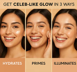 Jaquline USA Lumi Glo Illuminating Strobe Cream Golden Glo-30g, 3 in 1 Multipurpose, Enriched with Hyaluronic Acid & Squalane