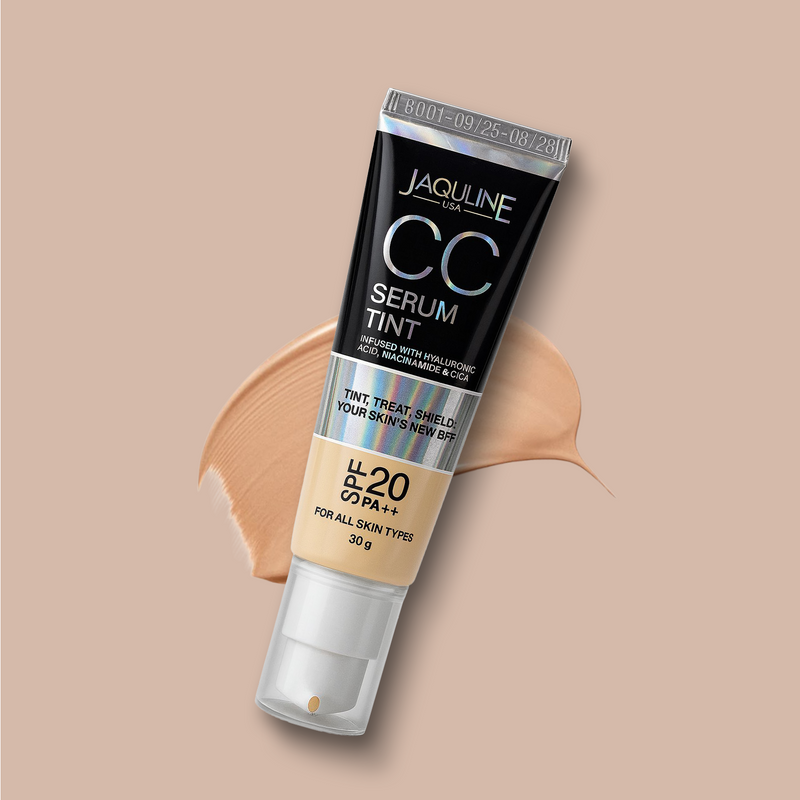 Jaquline USA CC Serum Tint 30g – Hydrating Tinted Serum with SPF, Niacinamide & Hyaluronic Acid, Beige 01