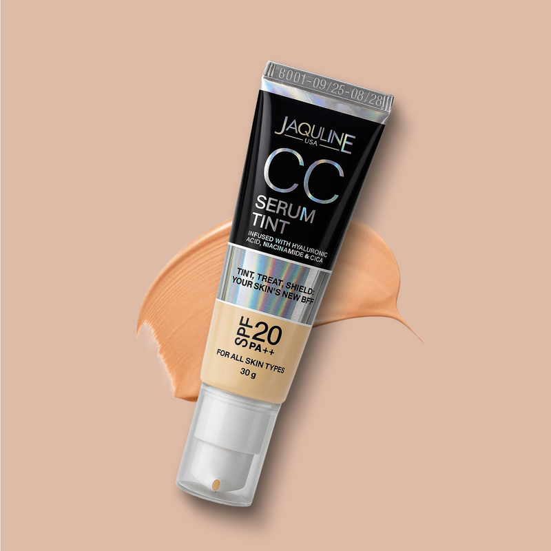 Jaquline USA CC Serum Tint 30g – Hydrating Tinted Serum with SPF, Niacinamide & Hyaluronic Acid, Honey 02