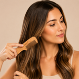 JAQULINE USA Neem Wood Hair Comb with Handle Wooden Comb for Hair Growth Anti Dandruff Scalp Massage Frizz Control Detangling Natural Neem Comb for Men Women All Hair Types Eco Friendly