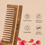 JAQULINE USA Rosewood Wooden Wide Tooth Shampoo Comb for Curly Thick Hair, Anti Frizz Scalp Massage Detangling Tool