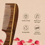 JAQULINE USA Rosewood Wooden Handle Comb Detangling Hair Comb Anti Frizz Scalp Massage Easy Grip Styling Tool Natural Wooden Comb for Men Women All Hair Types