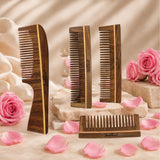 JAQULINE USA Rosewood Wooden Handle Comb Detangling Hair Comb Anti Frizz Scalp Massage Easy Grip Styling Tool Natural Wooden Comb for Men Women All Hair Types