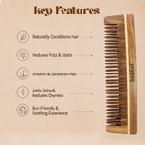 JAQULINE USA Rosewood Wooden Grooming Comb Anti Frizz Detangling Comb Smooth Teeth Scalp Massage Natural Hair Care Tool for Men Women All Hair Types Daily Use