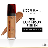 L’Oréal Paris Infallible 32H Fresh Wear Foundation, Luminous Coverage, Shade No 340, 30ml