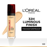 L’Oréal Paris Infallible 32H Fresh Wear Foundation, Luminous Coverage, Shade No 120, 30ml