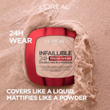 L’Oréal Paris Infallible 24H Fresh Wear Foundation in a Powder, Transferproof, Hazelnut 330, 9g