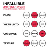 L’Oréal Paris Infallible 24H Fresh Wear Foundation in a Powder, Transferproof, Hazelnut 330, 9g