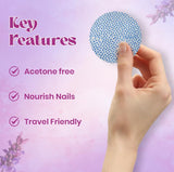 JAQULINE USA Lavender Nail Polish Remover Pads | Acetone-Free Nail Paint Remover Wipes | With Vitamin E, Aloe Vera & Olive Oil | Travel Friendly | 30 Pads
