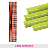 Vega Tortoise Shell All Coarsed Tooth Dressing Hair Comb,Handmade, (India's No.1* Hair Comb Brand)for Men and Women, (HMC-04)