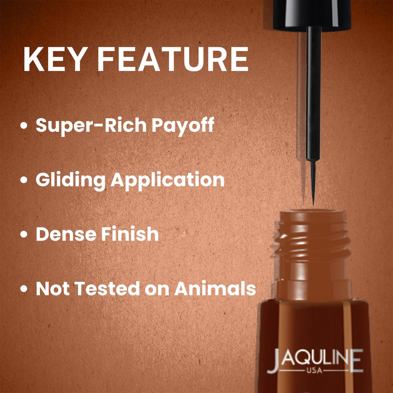 Jaquline USA Pro Stroke Liquid Eyeliner Super Brown 4ml, Enriched with Almond Extract, long lasting, Smudge proof