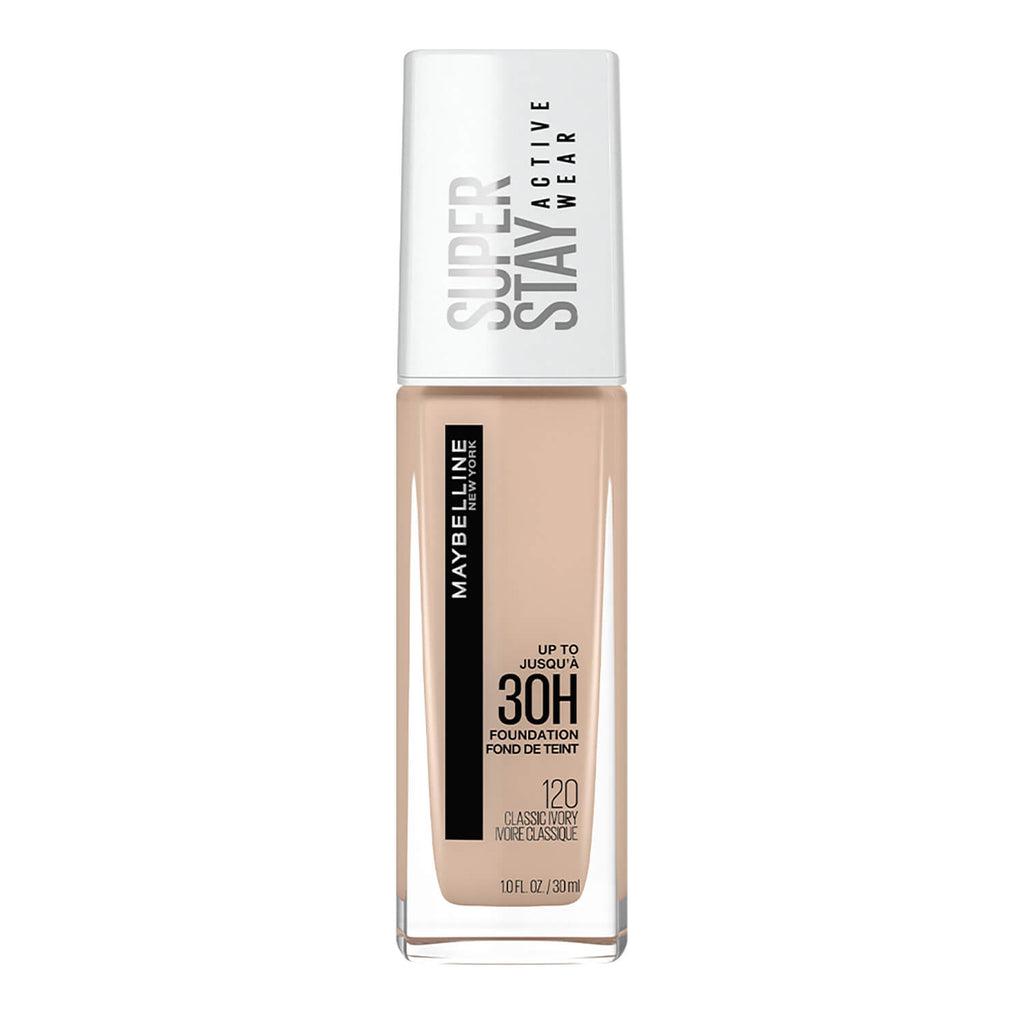 Maybelline New York Super Stay Full Coverage Active Wear Liquid Foundation 120, Classic Ivory | Matte Finish with 30 HR Wear; Transfer Proof, 30 ml
