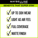 Maybelline New York Super Stay Full Coverage Active Wear Liquid Foundation 120, Classic Ivory | Matte Finish with 30 HR Wear; Transfer Proof, 30 ml