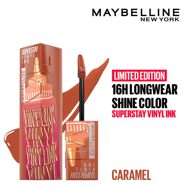 Maybelline New York Superstay Vinyl Ink - Longwear Shine Lip Color, Caramel, 4.2g