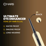 MARS Kohl of Fame Up to 12 Hours Stay Kajal | Smudgeproof & Waterproof | Long Lasting (0.35g) (Black)