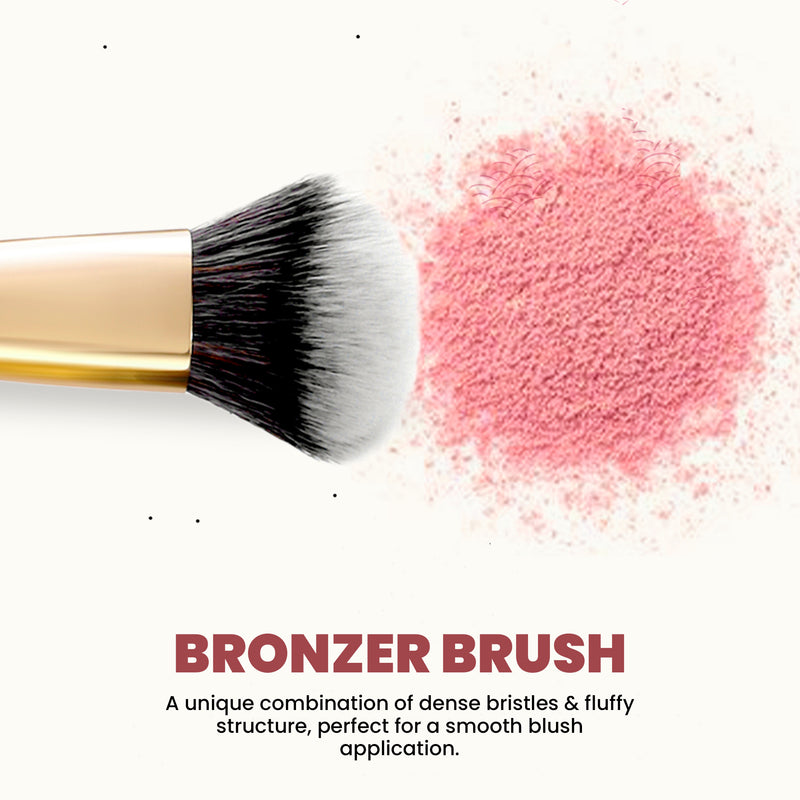 MARS Artist's Arsenal Professional Bronzer Makeup Brush for Face & Cheeks | Feather Soft Touch & High Density | Precise Synthetic Bristle | Luxe Packaging makeup brush (Golden)