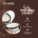 MARS Matte On Compact Powder with Applicator Puff | Flawless Matte Finish for Face Makeup | Absorbs Oil, Conceals, and Blurs Pores | Long-Lasting & Lightweight Formula | (8.0g) (04-MEDIUM BEIGE)