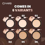 MARS Matte On Compact Powder with Applicator Puff | Flawless Matte Finish for Face Makeup | Absorbs Oil, Conceals, and Blurs Pores | Long-Lasting & Lightweight Formula | (8.0g) (06-TAN)