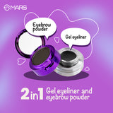 MARS Eyelove Multi Pods Gel Eyeliner & Eyebrow Powder With Dual Ended Brush | Smudge Proof & Water Proof | Long Lasting | Rich Pigmentation | Inbuilt Mirror for Touch-up (3.5gm) (Black)