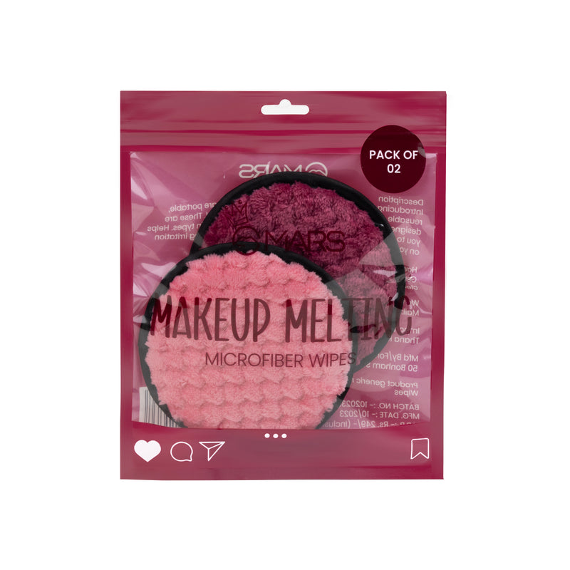 MARS Makeup Melting Microfiber Wipes| Reusable | Effortlessly Removes Waterproof makeup | Gentle on Skin | All Skin Types (Pack of 2)