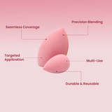 JAQULINE USA Makeup Blender Sponge Set Mixed Shapes Foundation Concealer Blending Soft Latex Free Beauty Sponges Flawless Airbrush Finish Wet Dry Use Reusable Pack of 5