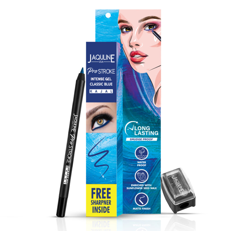 Jaquline USA Pro Stroke Intense Gel Kajal Classic Blue 1.2g|Smudge Proof |Long Lasting |Waterproof| Enriched with Vitamin E