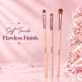 Jaquline USA Lip & Eye Makeup Brush Kit, Set of 3, Eyeshadow, Blending & Lip/Eyeliner Brushes