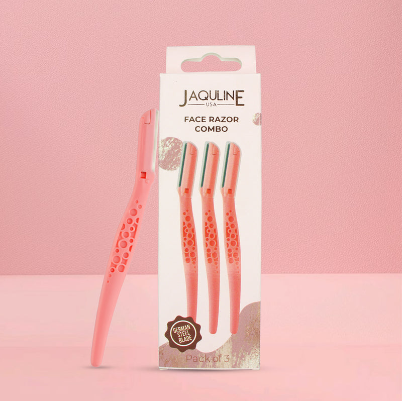 JAQULINE USA Eyebrow Razor for Women, Facial Hair & Peach Fuzz Remover, Pack of 3