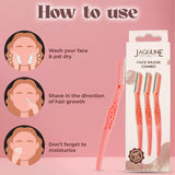 JAQULINE USA Eyebrow Razor for Women, Facial Hair & Peach Fuzz Remover, Pack of 3