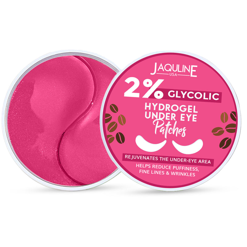 Jaquline USA 2% Glycolic Hydrogel Under Eye Patches for Dark Circles with Caffeine and Aloe Vera Extract
