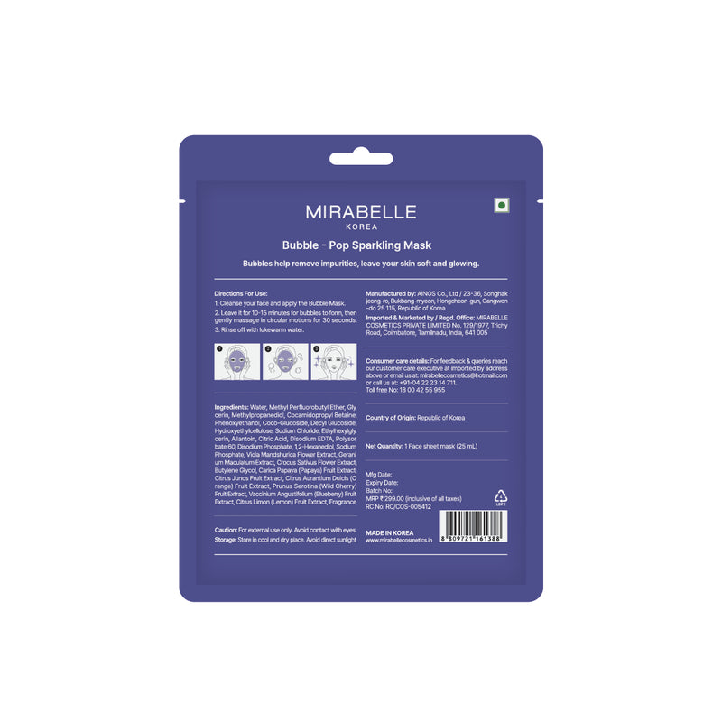 Mirabelle Korea Bubble - Pop Sparkling Mask