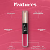 Jaquline USA Double Take Matte & Gloss Lipstick (6.5 ml) Pink Sorbet 02, Long-Lasting & Non-Transfer