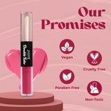 Jaquline USA Double Take Matte & Gloss Lipstick (6.5 ml) Pink Sorbet 02, Long-Lasting & Non-Transfer