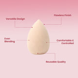 JAQULINE USA Makeup Blender Sponge Tear Drop Shape for Foundation Concealer BB Cream Powder Flawless Airbrush Finish Soft Latex Free Reusable Wet Dry Use Beauty Sponge Pack of 2