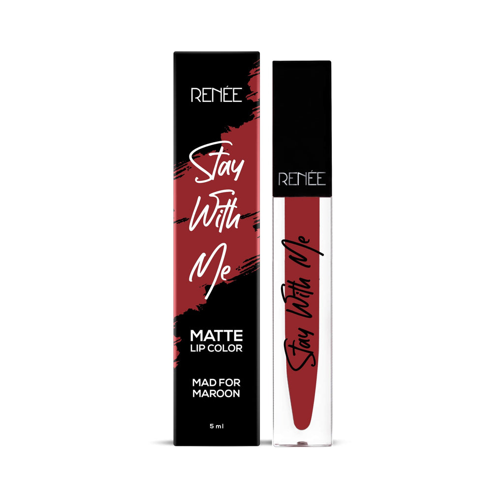 RENEE Stay With Me Matte Lip Color - Mad For Maroon, 5ml