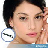 Basicare Stainless Steel Matt Black Precision Ground Slant Tip Tweezer For Women And Men.Tweezer For Ingrown Hair, Plucking Daily Beauty Tool.
