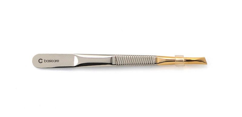 Basicare Stainless Steel Gold Precision Ground Slant Tip Tweezer For Women And Men.Tweezer For Ingrown Hair, Plucking Daily Beauty Tool.